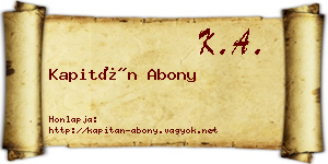 Kapitán Abony névjegykártya